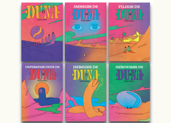 Artes da edição de bolso de 'Duna', com ilustrações feitas por Medem María | © Divulgação