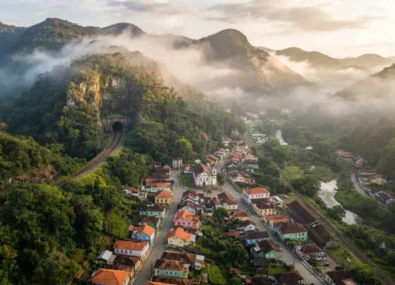 Imagem artificial gerada pelo Diário do Litoral que simula a cidade de Mendes, no Rio de Janeiro vista de cima